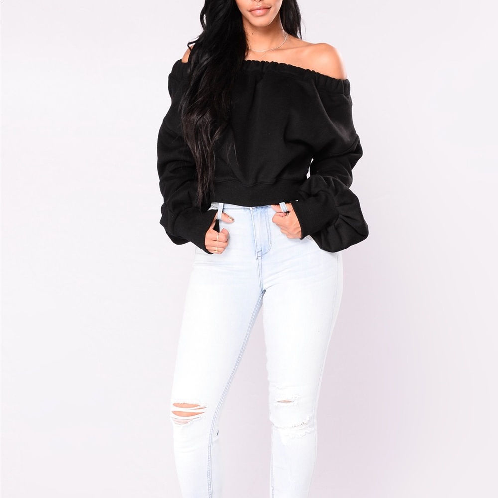 Oversized off the shoulder sweater